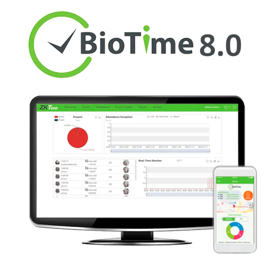 Licencia software control de presencia y acceso ZK-BIOTIME8-10