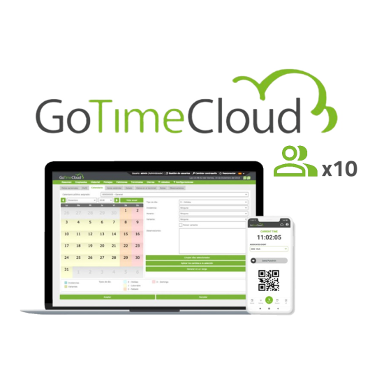 Licencia control de presencia y acceso ZK-GOTIMECLOUD-10