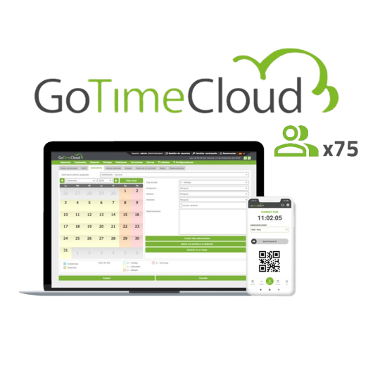 Licencia control de presencia y acceso ZK-GOTIMECLOUD-75