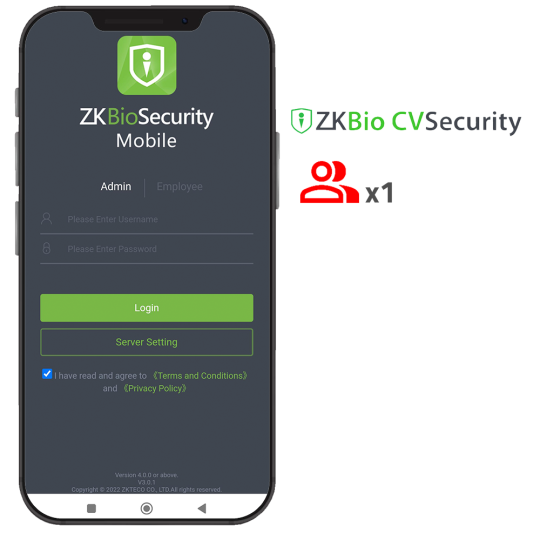 Licencia APP de ZKBio CVSecurity ZK-SOF-BIOCV-MBAPP-1ACC