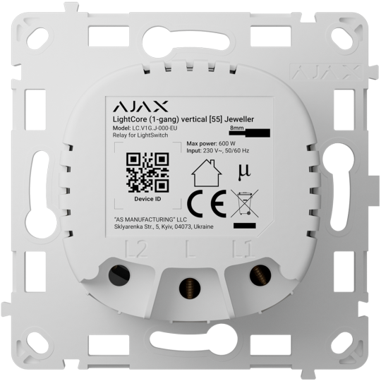 Relé interruptor inteligente simple vertical AJ-LIGHTCORE-1G-VERT