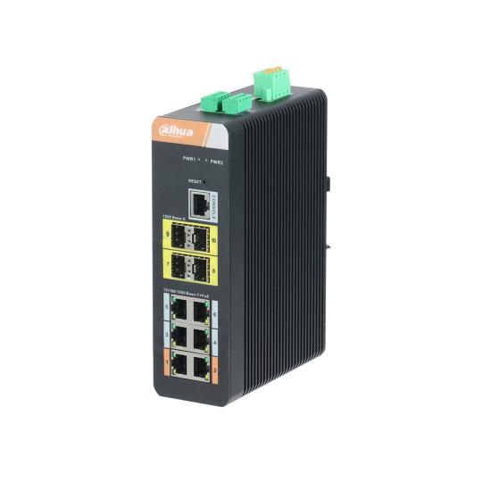 Switch Industrial gestionable (L2) de 6 puertos Gigabit Ethernet PoE + 4 puertos 1000Base-X SFP PFS4410-6GT-DP-V2