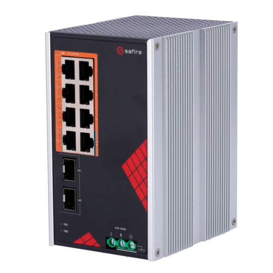 Safire Switch Industrial Alimentación AC y DC  SF-SWI1008HIPOE-GF-AC-130-DIN